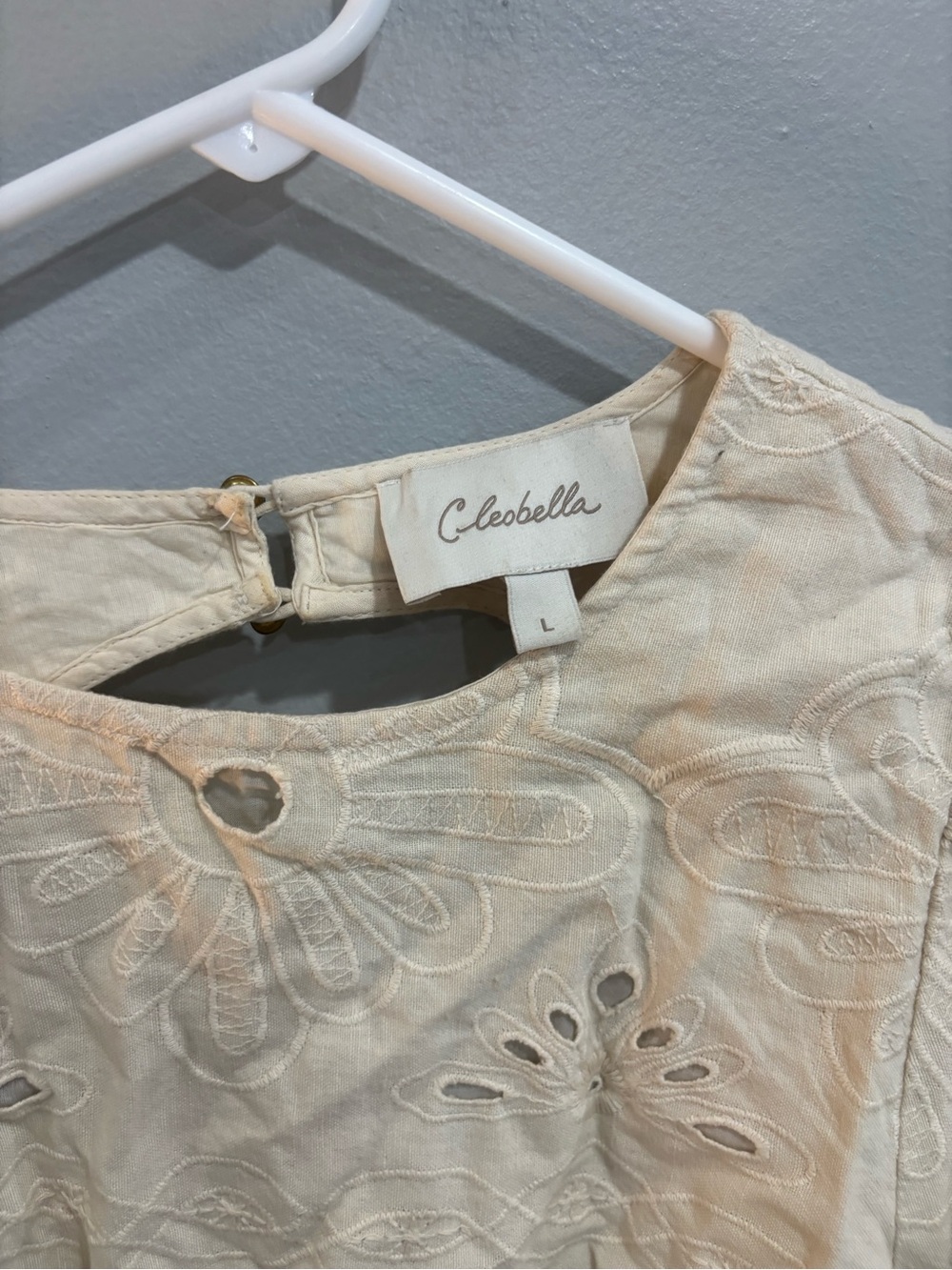 Cleobella cream eyelet open back blouse top boho bohemian hippie cottagecore L - Picture 9 of 10